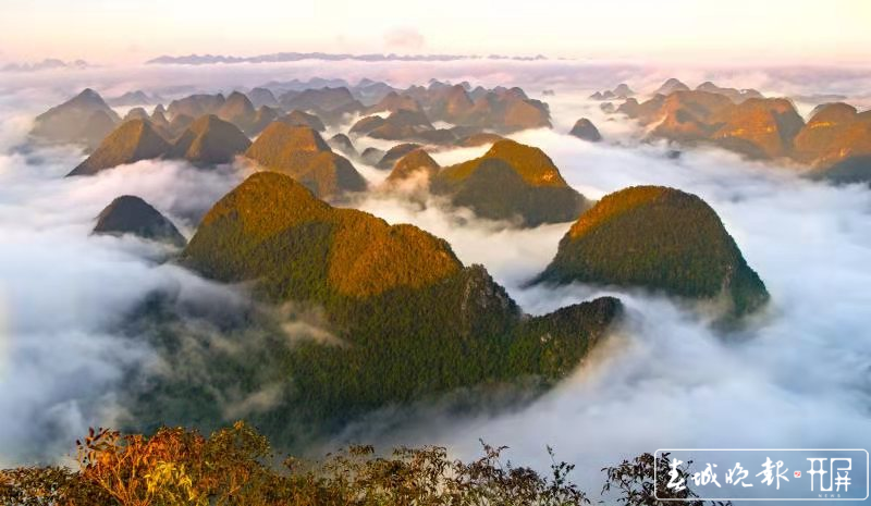 云南罗平踏山看云，这里壮美云海宛若人间仙境（记者：蒋琼波 通讯员：毛虹 摄影报道）