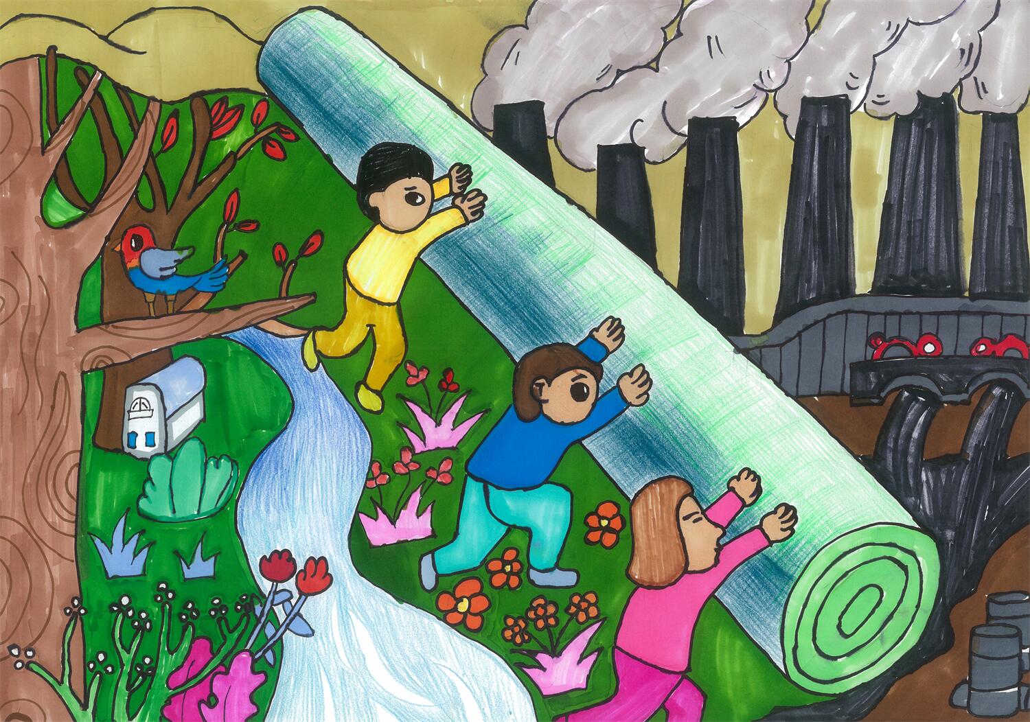 《减少污染，行动起来》 王星然 11岁.jpg