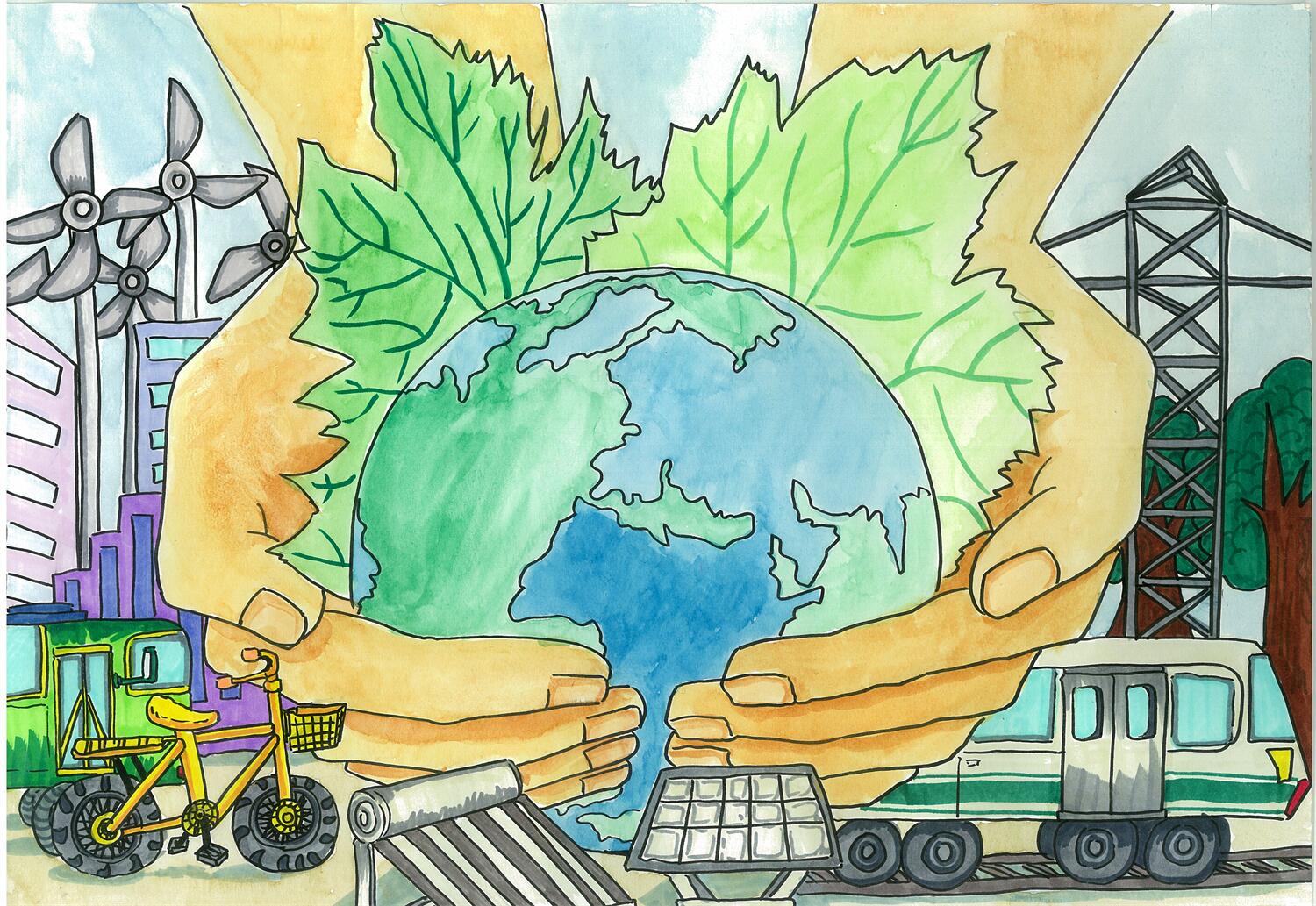 《绿色地球》 郎一锦  11岁.jpg