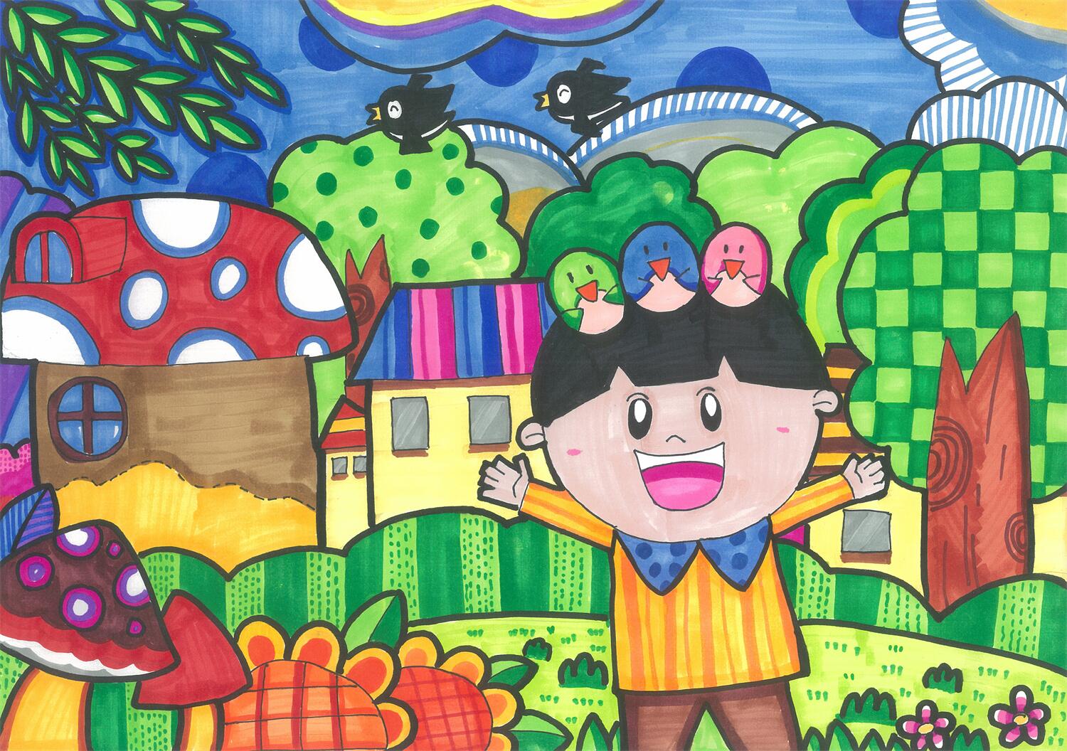 《绿色家园》 田皓天  8岁.jpg