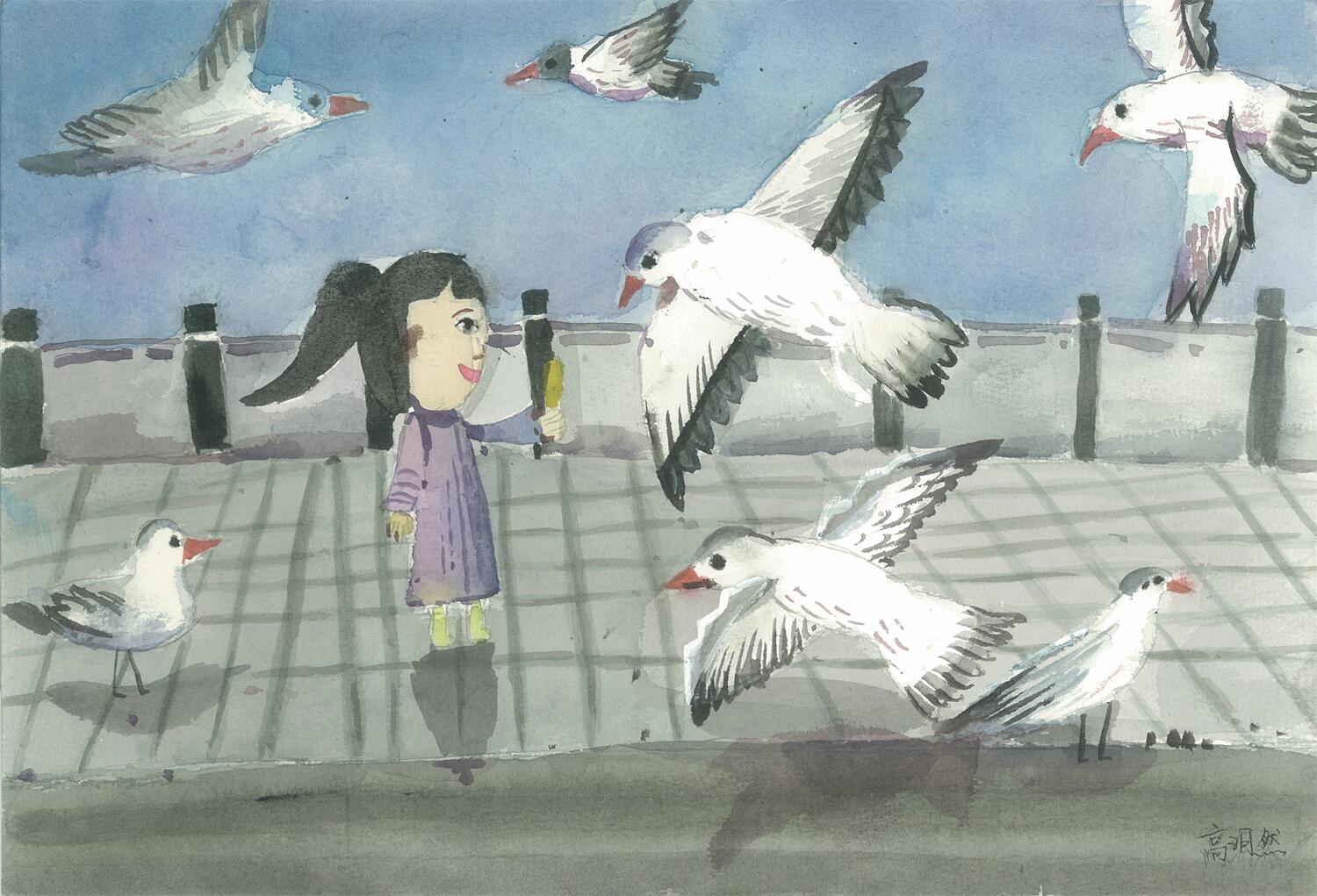 《人鸥和谐，生态春城》 高玥然 10岁.jpg