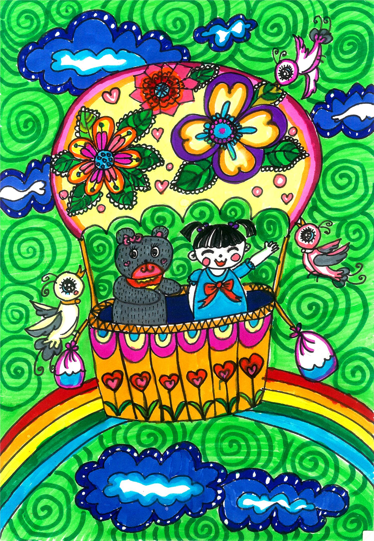 《我和动物朋友看家乡》 刘可心  8岁.jpg