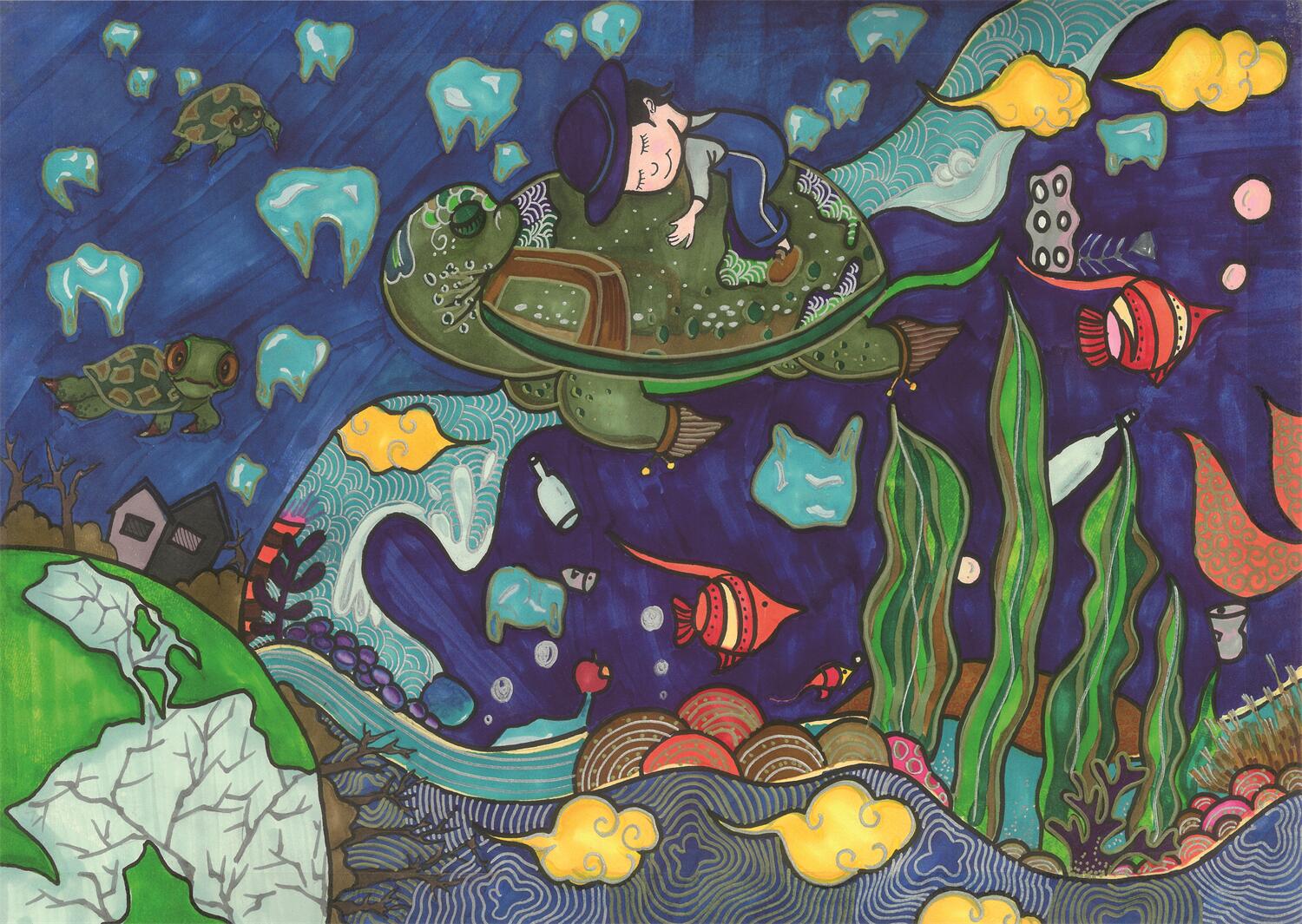 《蓝色海洋，生生命摇篮》 李金杰 10岁.jpg