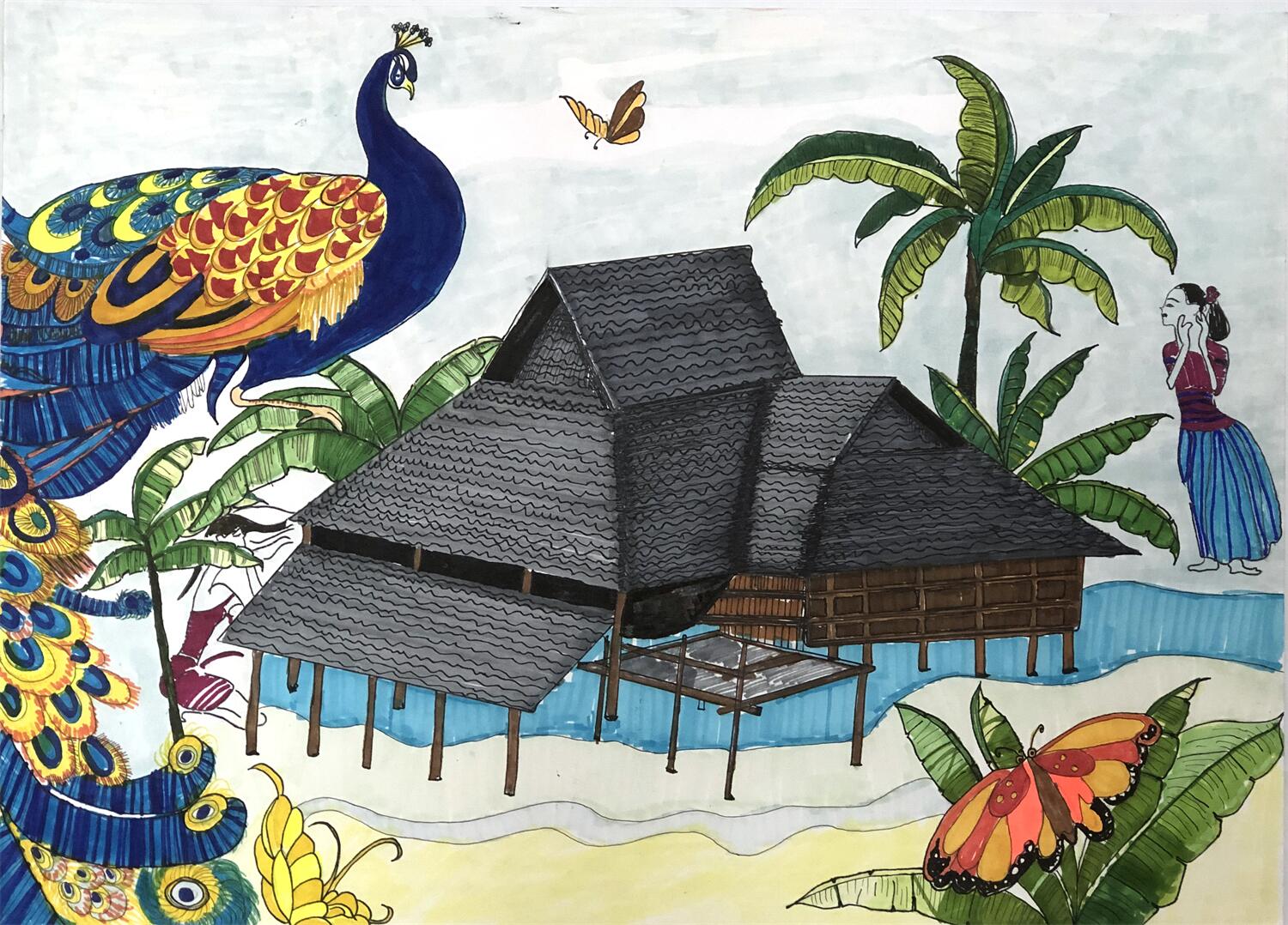 《生态云南·美丽竹楼》 刘清箎 8岁.jpg