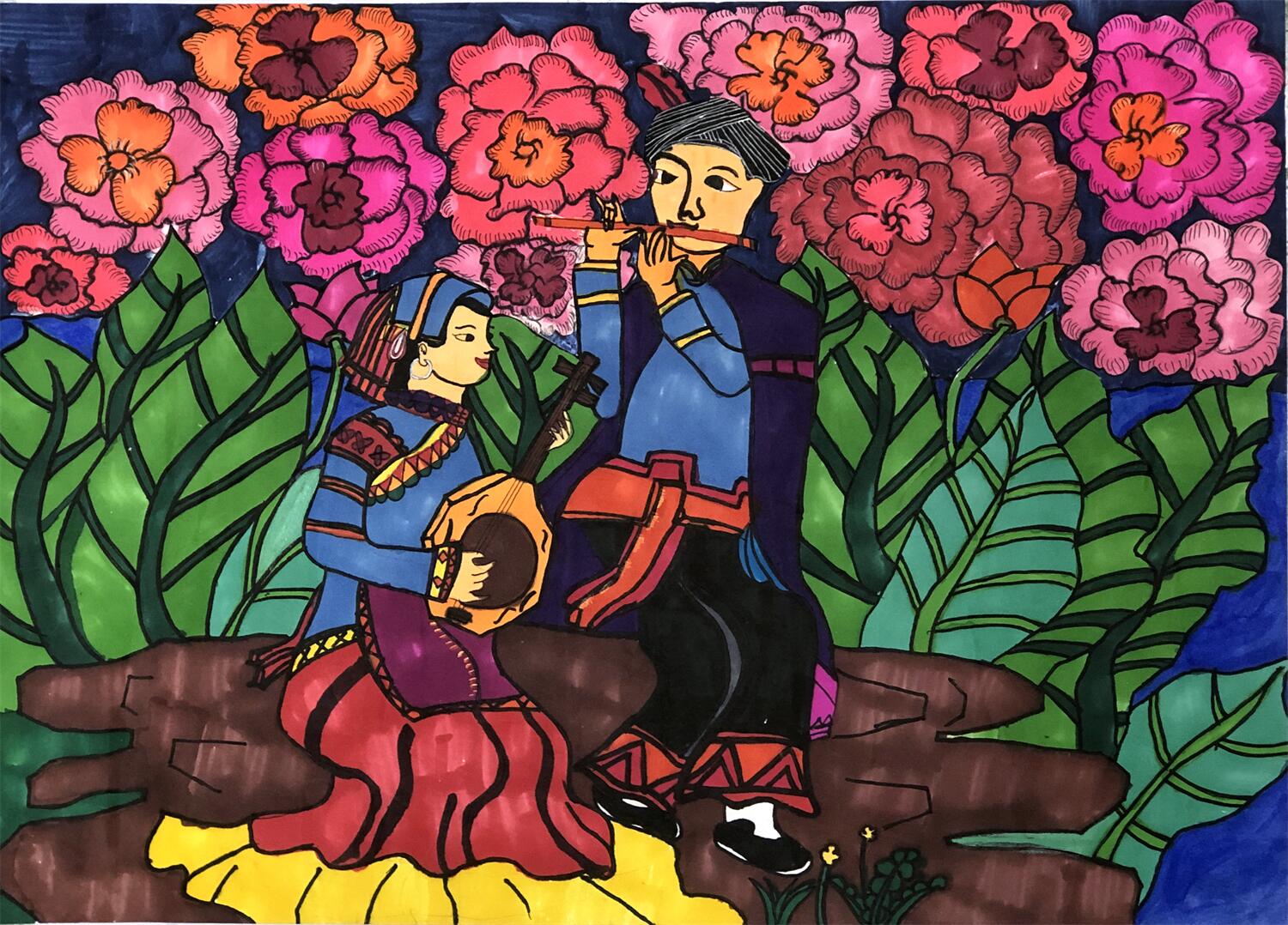 《彝乡生活红似火》 刘入嘉 10岁.jpg