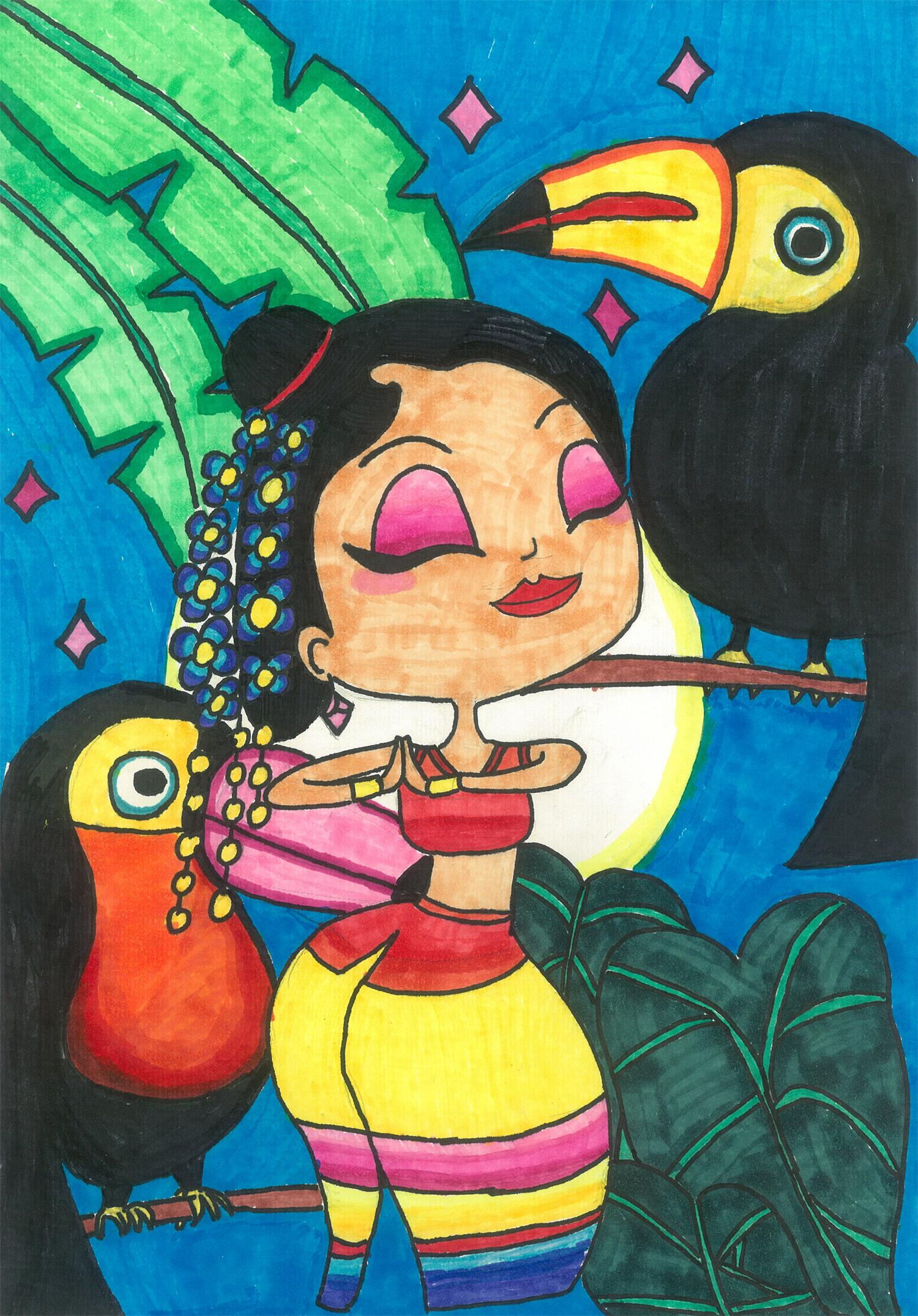 《月光下的傣族姑娘》  陈万青 8岁.jpg