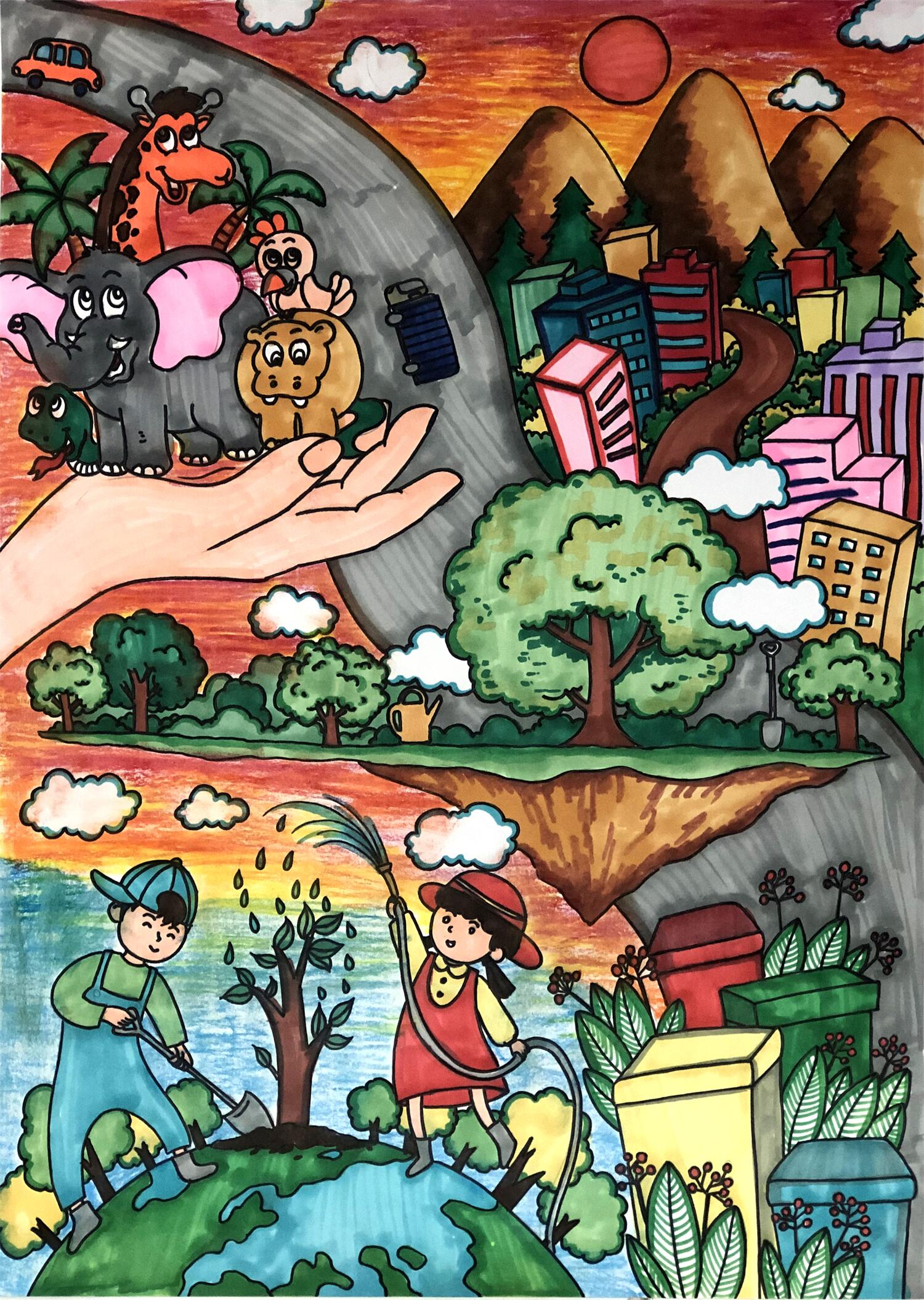 《绿水青山》 段宏欣 10岁.jpg