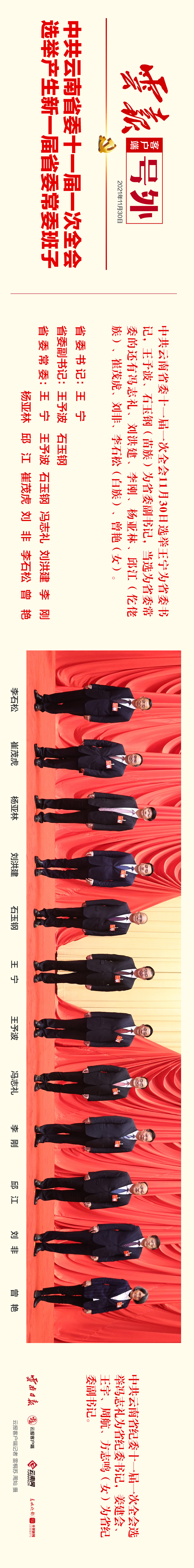 号外丨新一届云南省委常委班子产生