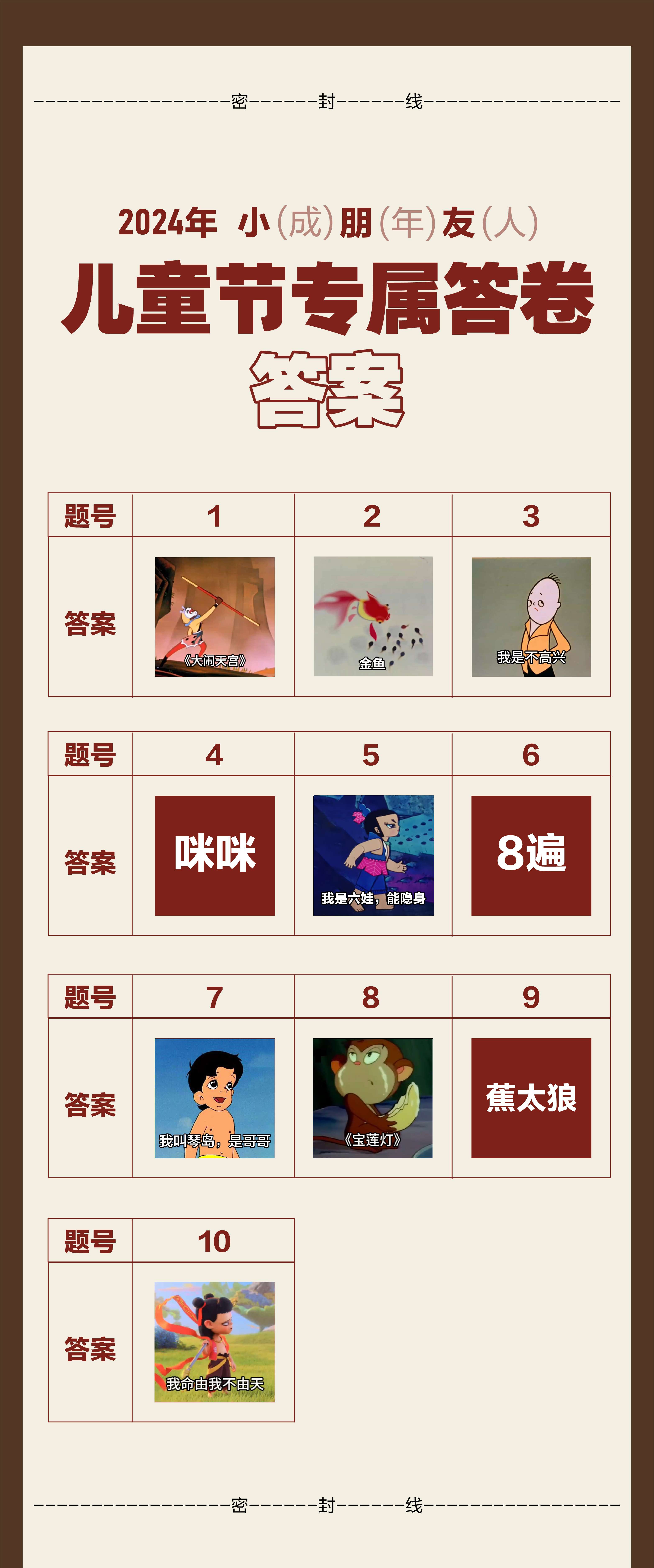 儿童节专属答卷