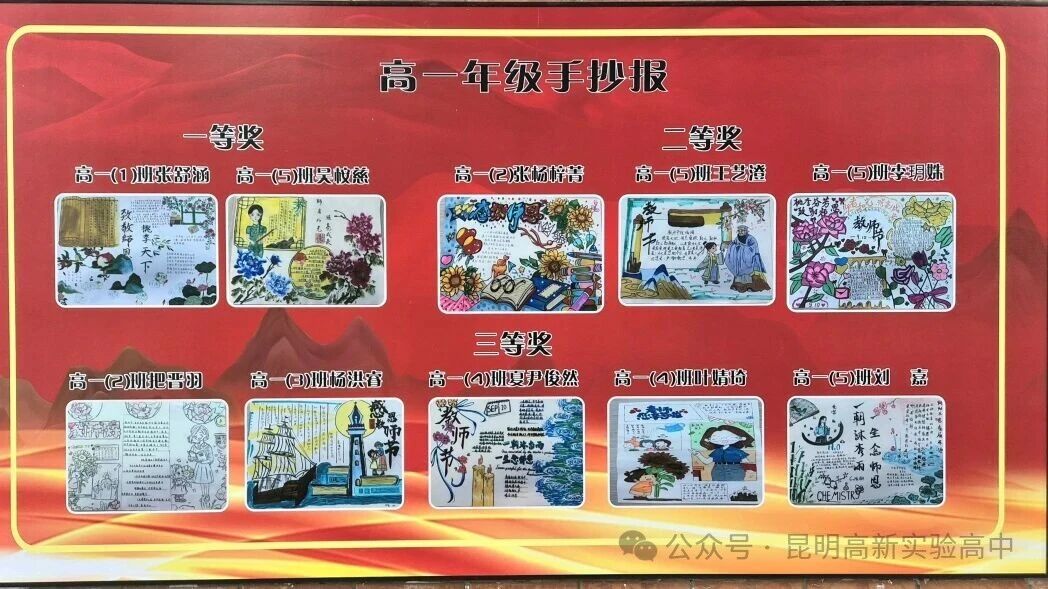 昆明高新实验高中学子创作手抄报致敬老师