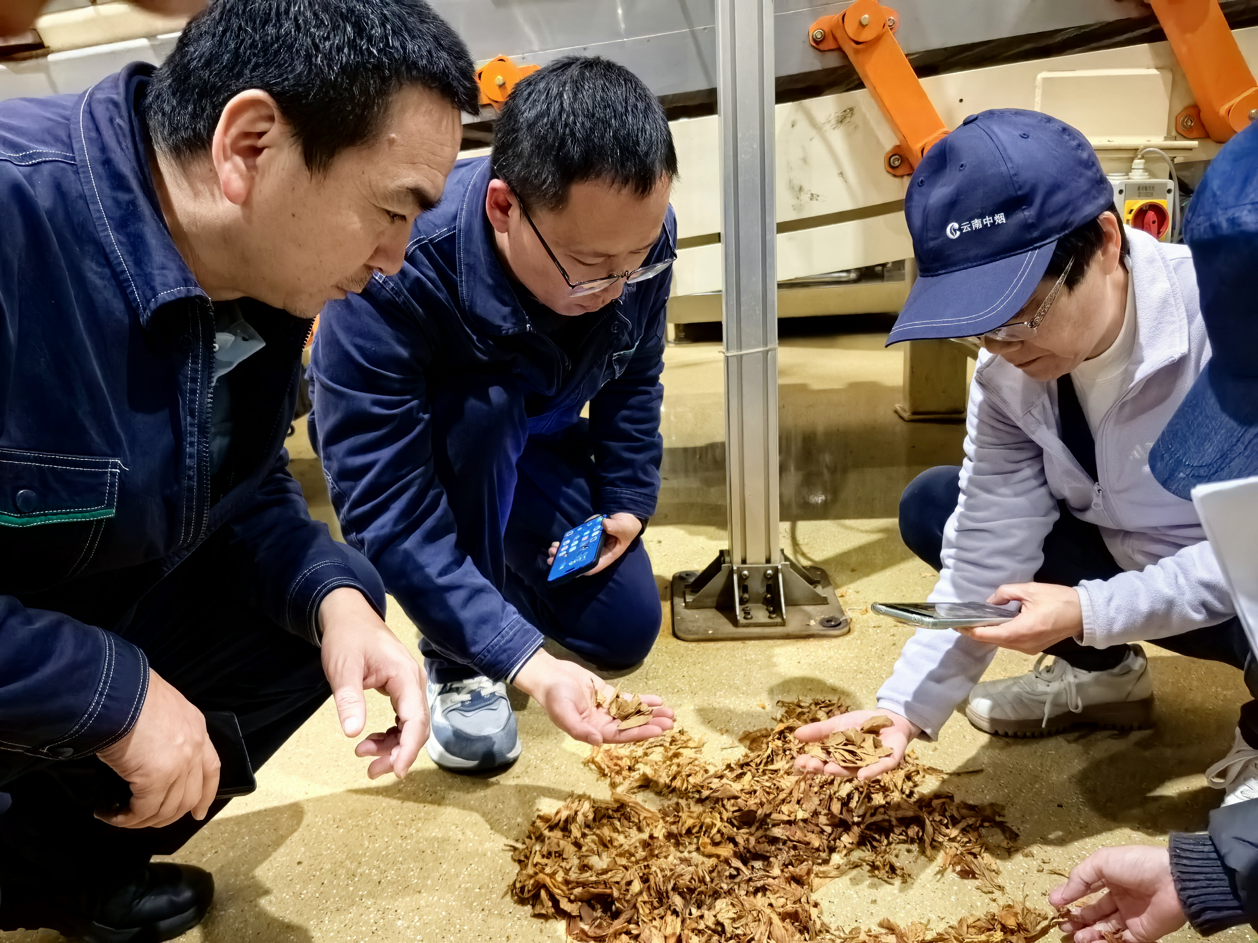 工艺质量科工作人员在制丝车间开展工艺评价工作